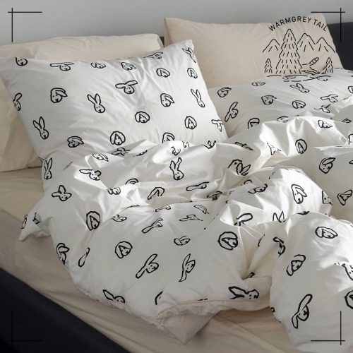 WARMGREYTAIL 布団&枕カバー2枚セット Q/Kサイズ Bunny Bunny 韓国人気 バニーバニー