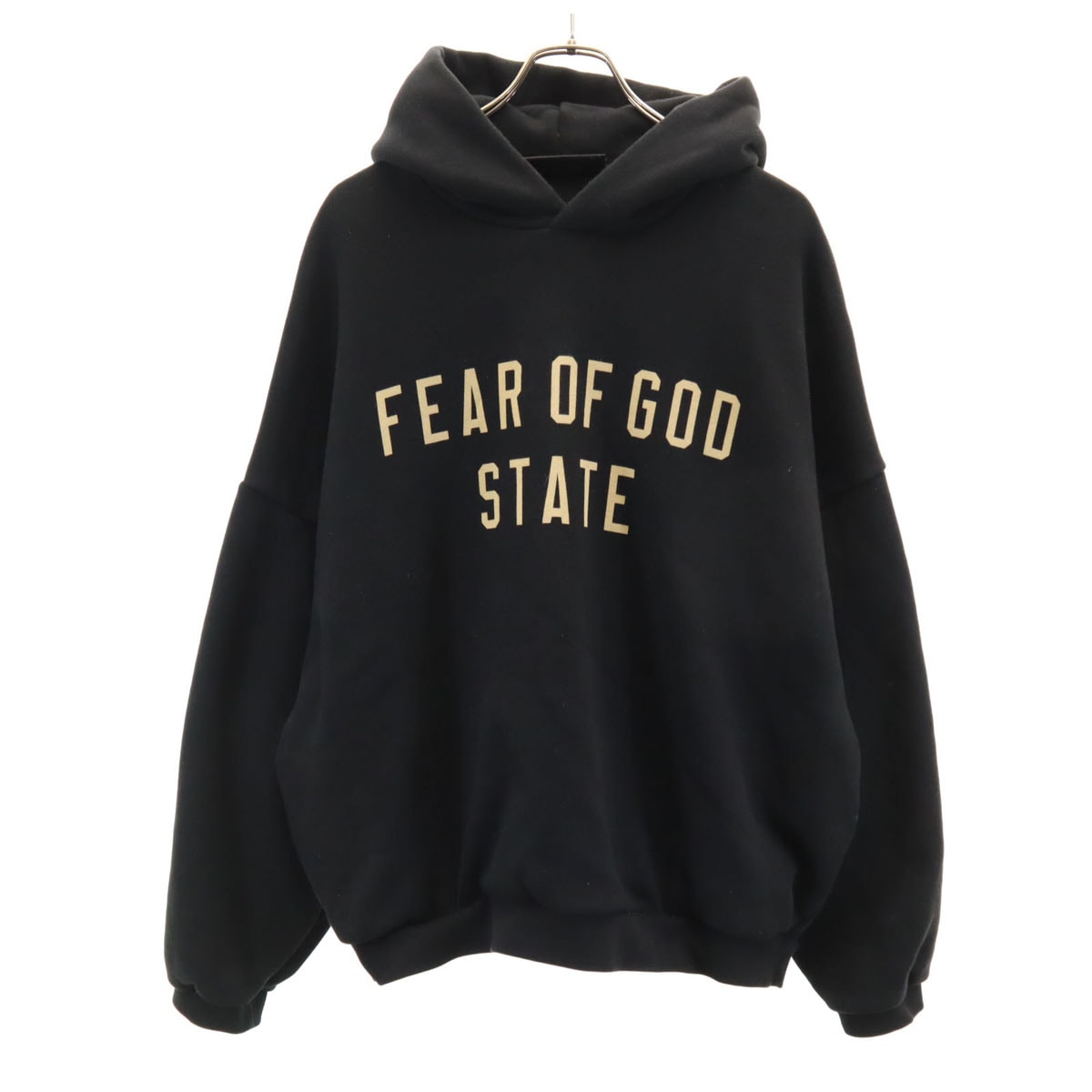 ESSENTIEL エッセンシャル 長袖 プリントロゴ スウェットパーカー XL ブラック 裏起毛 メンズ 古着