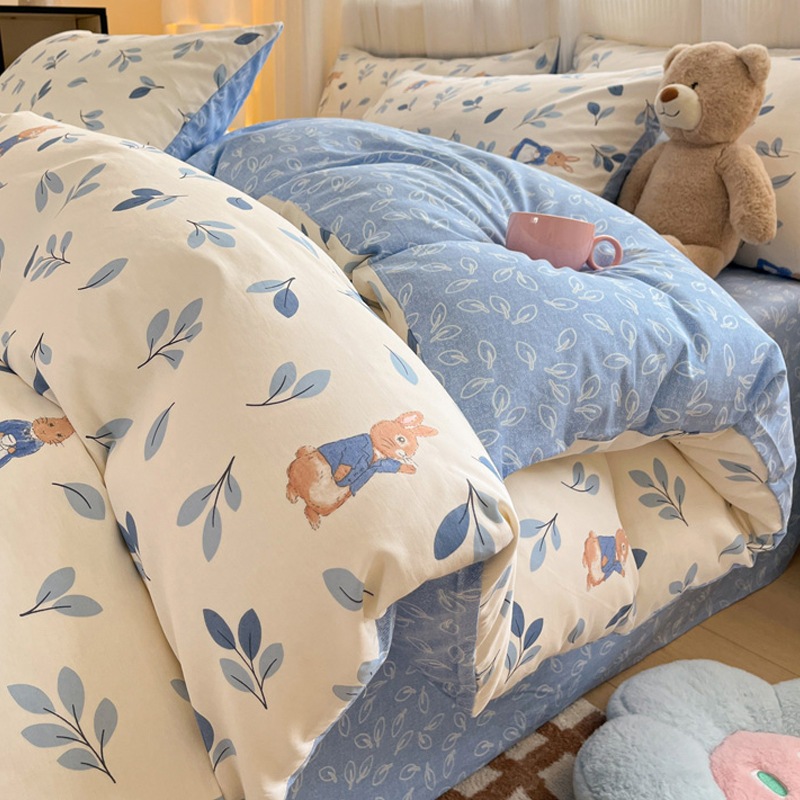 アニメ全綿ベッド上4点セット純綿布団カバー学生寮カバーシーツベッド用品4点共通