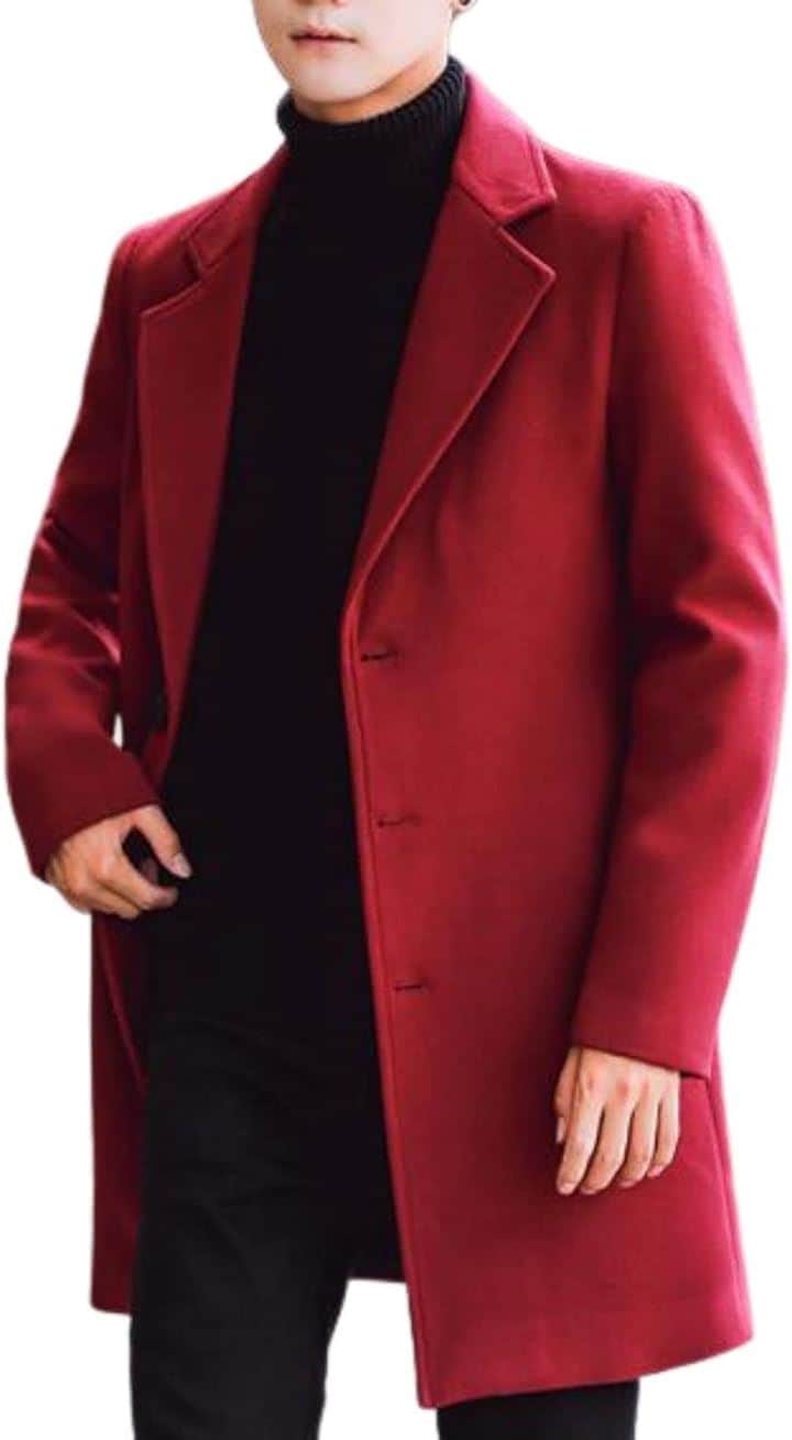 コート メンズ ビジネス チェスターコート カジュアル コートメンズ スーツ( ワインレッド, 3XL)