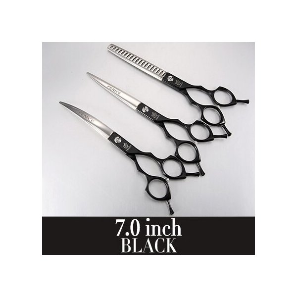 フェニスプロフェッショナル日本カラフル440c 6.5インチペット犬グルーミングはさみセットカッターシンナーチャンクカーブ鋏 7.0 black