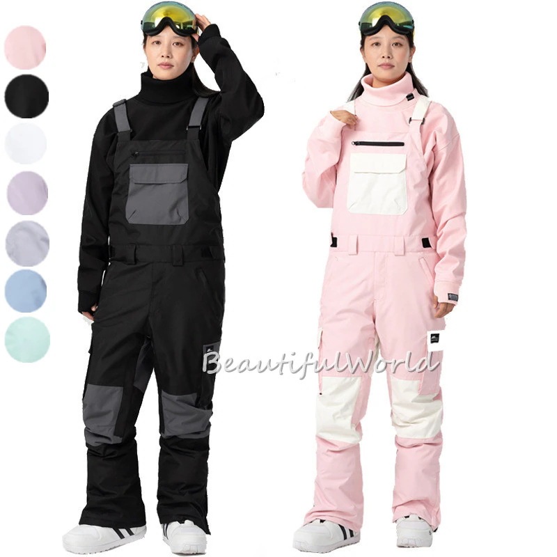 スノーボードウェアスキーパンツつなぎサロペットメンズレディース男女兼用スキーウェアスノボウェア撥水防風防寒保温雪遊び
