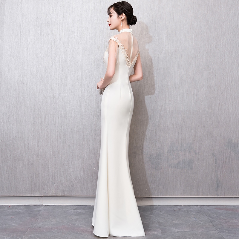 マーメイドドレス タイトワンピース ウエディングドレス ナイトドレス パーディードレス ピアノミモレドレス ハイエンドフリンジ スパンコール結婚式 二次会 舞台用 披露宴 演奏
