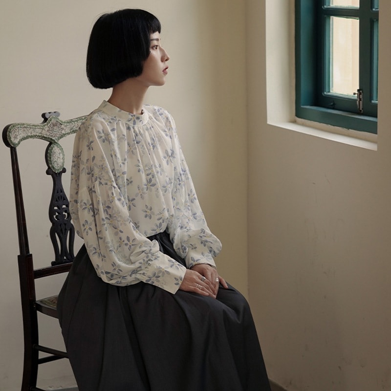 花柄ブラウス レディース おしゃれ シャツ ブラウス 長袖 オフィス シフォントップス 合わせやすい