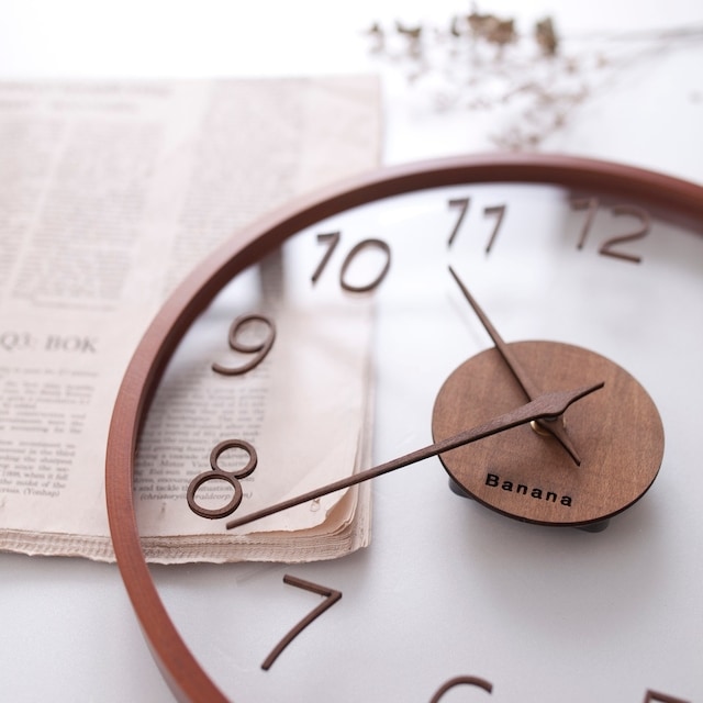 ガラス木製無音壁掛け時計 2color 韓国風インテリア