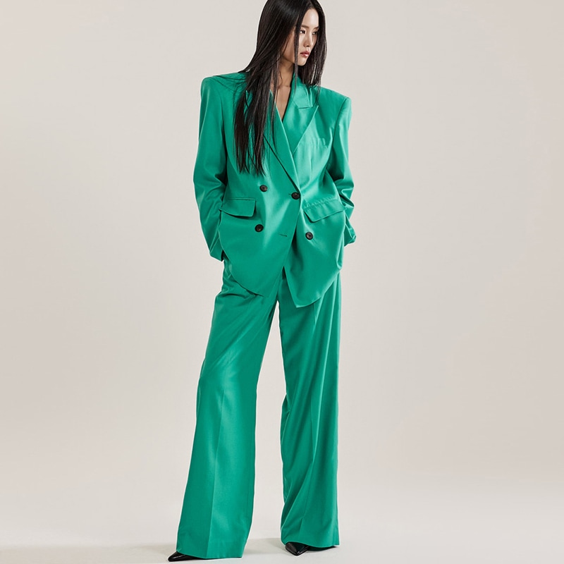 MBDTP019 カラー ダブルボタン ワイド ジャケット スーツ セット