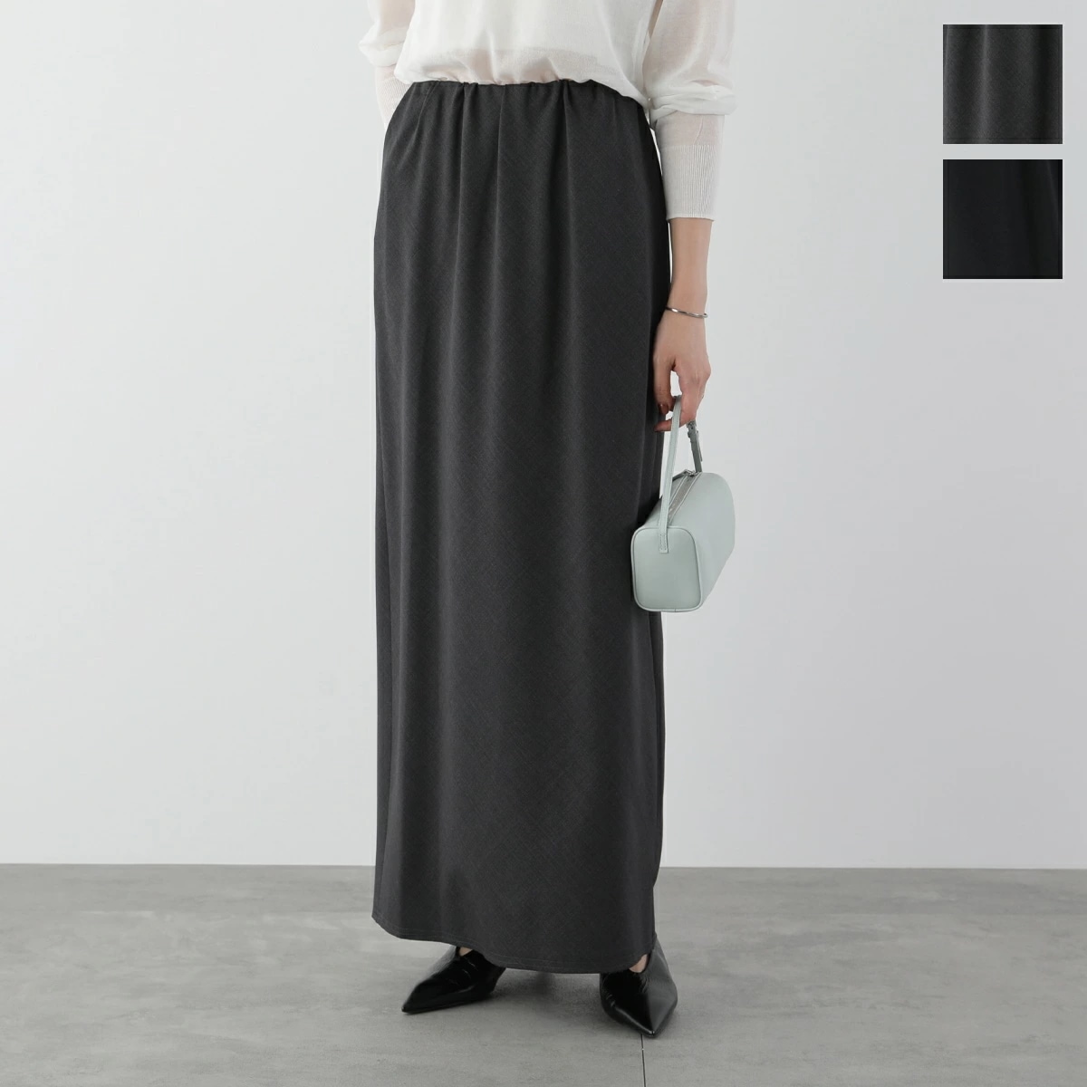 IHATOV イーハトーブ ロングスカート T/W Maxi Skirt IH11-6A-89117 レディース ウールブレンド タイトフレア マキシ丈 カラー2色