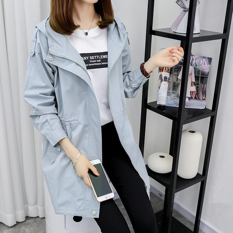 スプリングコートレディーストレンチコートロングコートお洒落春コートカジュアル