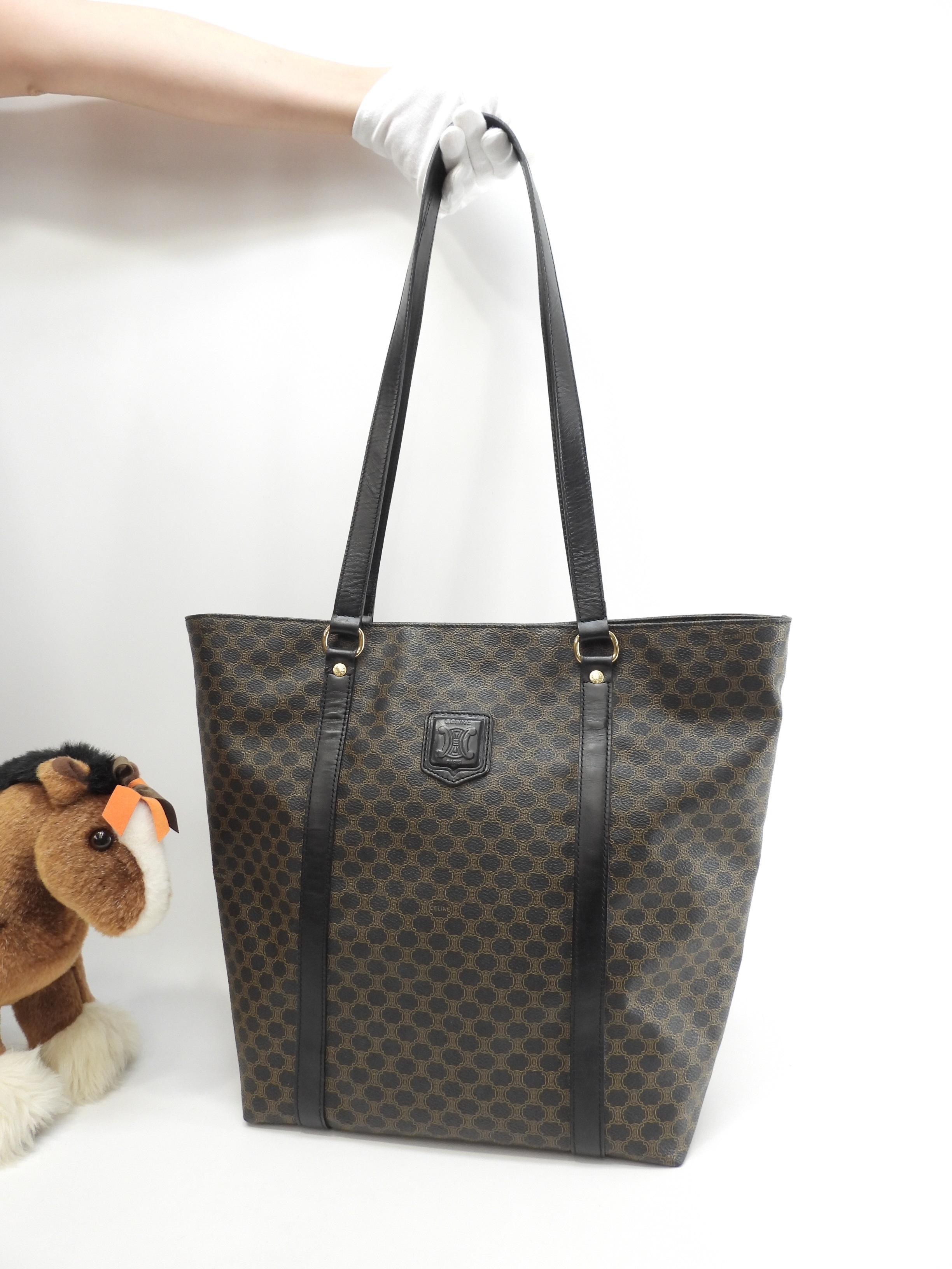 ショルダーバッグ マカダム トリオンフ黒 ショッピングバッグ 美品2@MC98/2 2