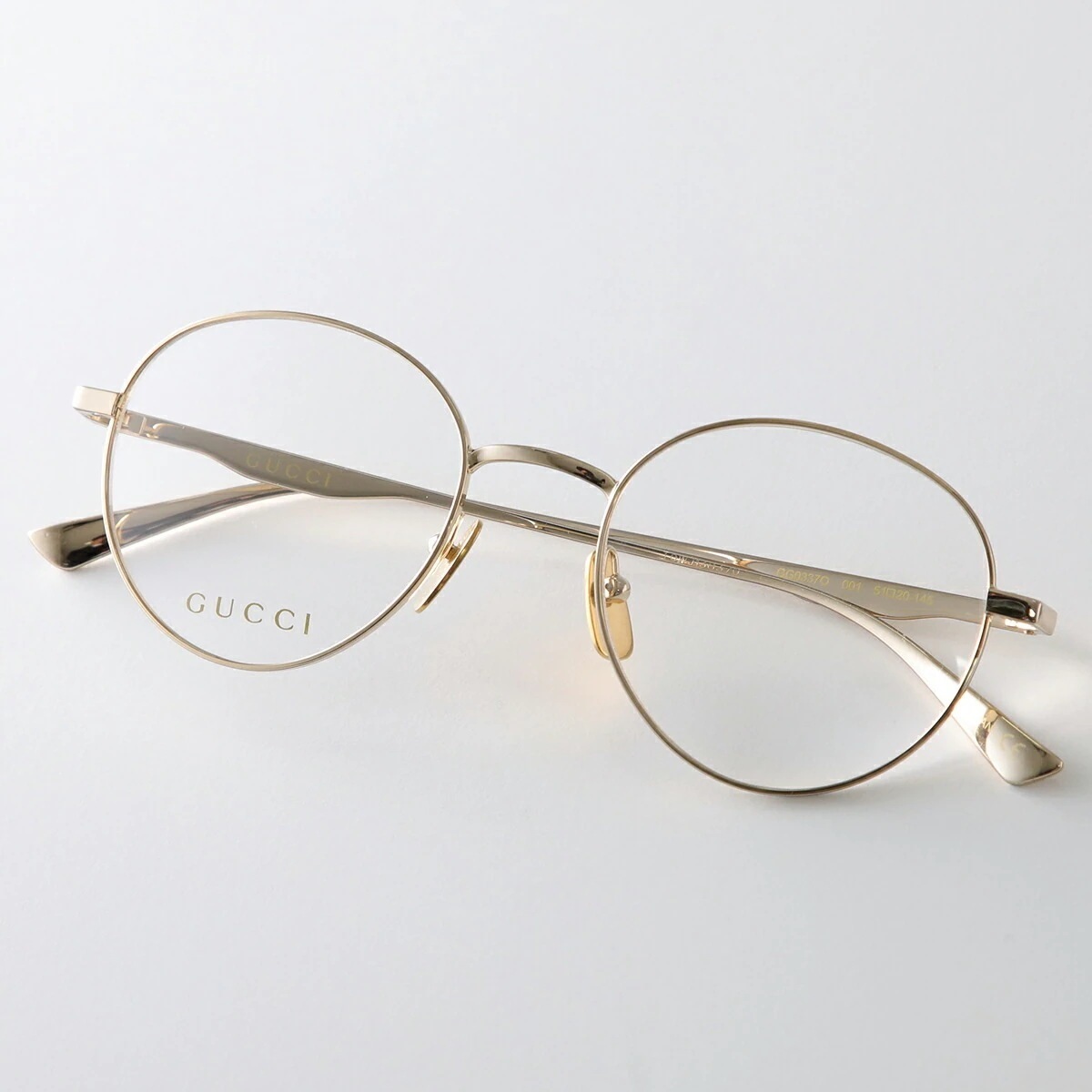 GUCCI グッチ メガネ GG0337O メンズ ボストン型 メタルフレーム 細フレーム フルリム クリングスタイプ ロゴ アイウェア 001/Gold-Gold-Transparent