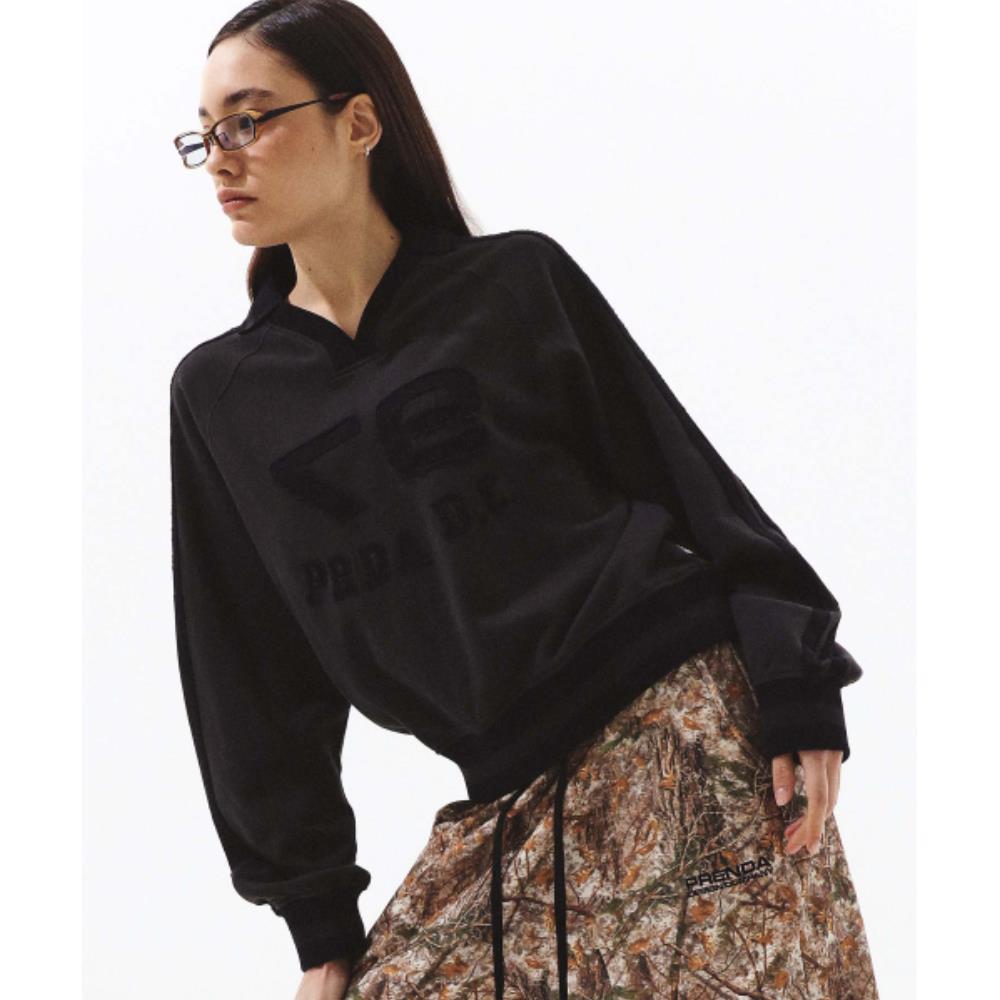 PRENDA PRENDA LOGO TAPE APPLIQUE SWEATSHIRTS DARK CHARCO 5,013円