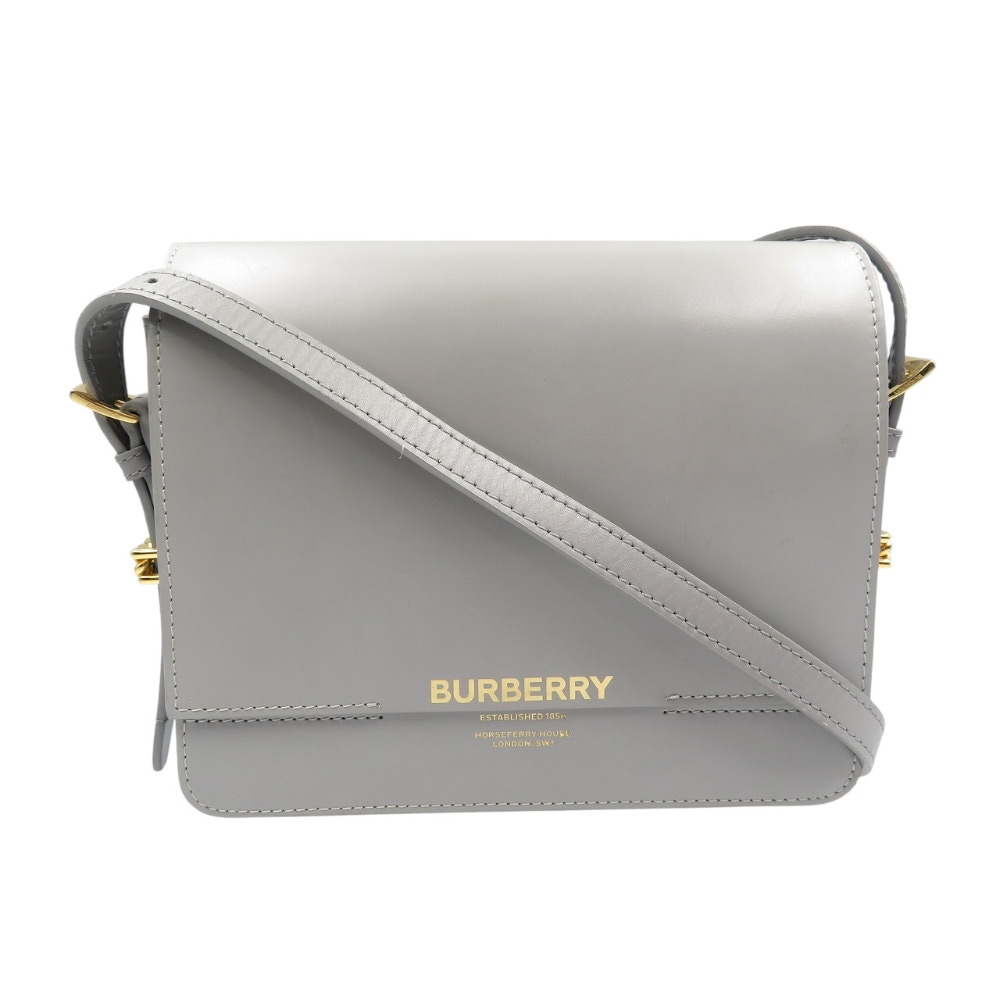 美品 ショルダーバッグ レザー/レザー グレー 0374【中古】 レディース