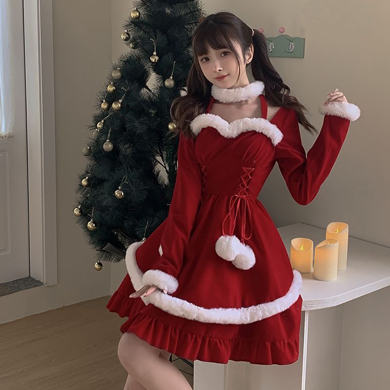 150kgの太った女の子甘い女の子冬のラブソング新年の雰囲気赤いドレスウエスト痩身新年ジャージ冬 5,335円