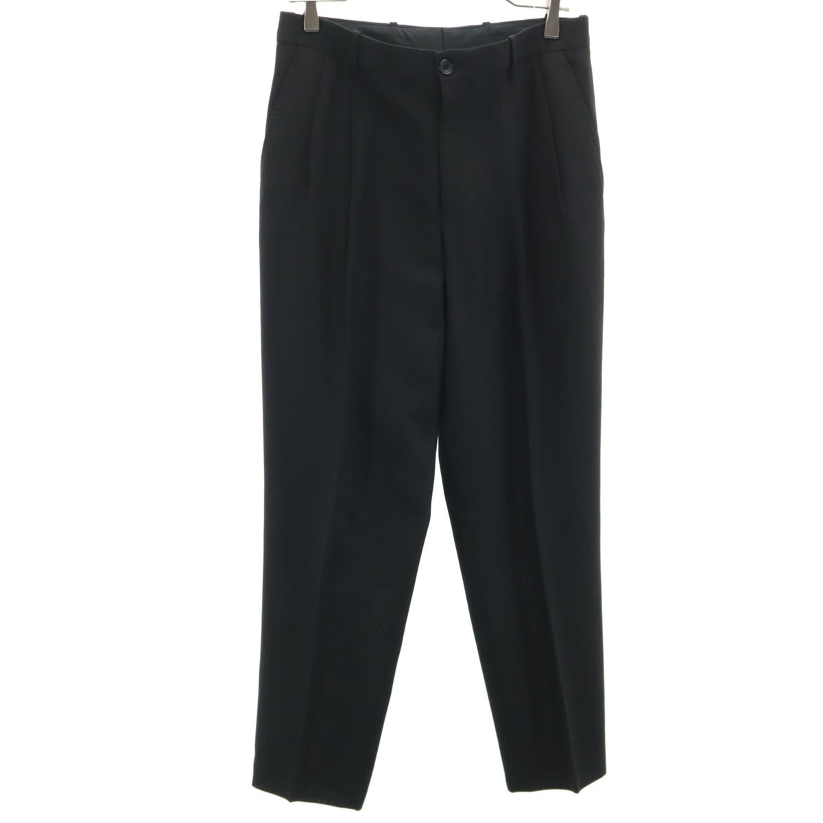 イタリア製 レーヨンブレンド スラックスパンツ 44 ブラック メンズ 古着