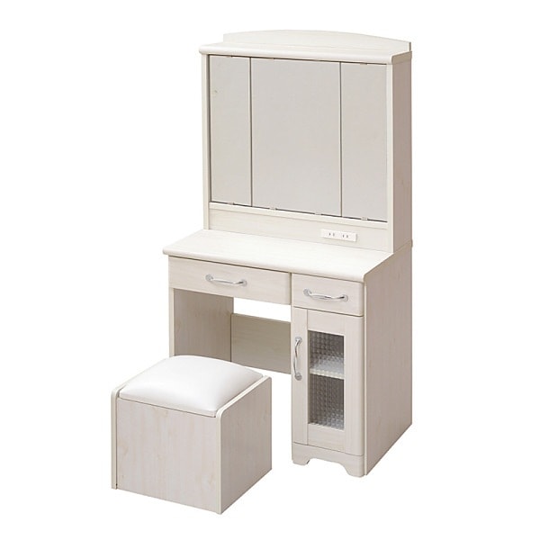 ドレッサー JKプラン FLL-0034-WH Lycka land 三面鏡 ドレッサー&スツール ホワイト メーカー直送
