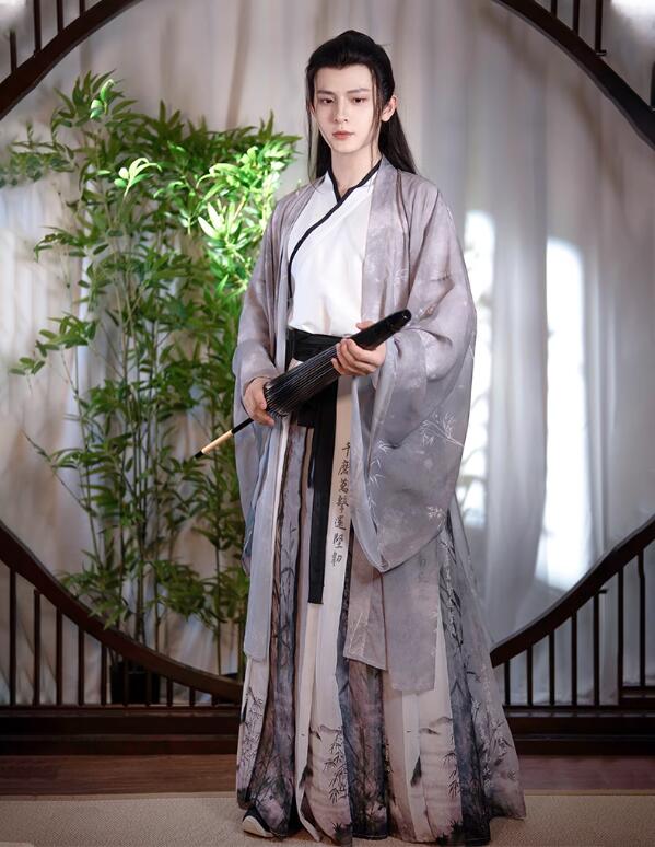 中国風コスプレ衣装 メンズ 漢服 チャイナ服 中華服 プリント 華服 チャイナ風ハロウィン 仮装 中国古代 時代劇 コスチューム チャイナドレス ユニセックス羽織 ブラウス スカート3点セット 学園