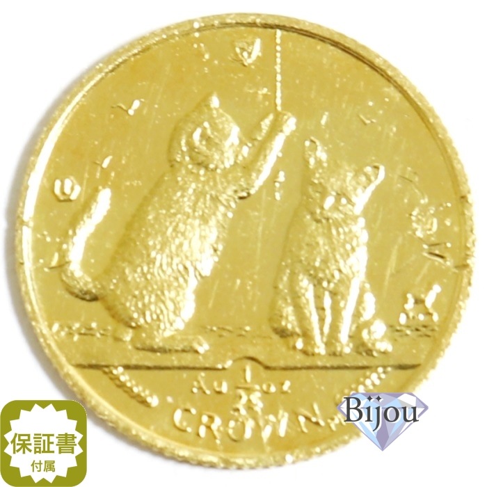 K24 マン島 キャット 金貨 コイン 1/25オンス 1.24g 2001年 招き猫 純金 保証書付