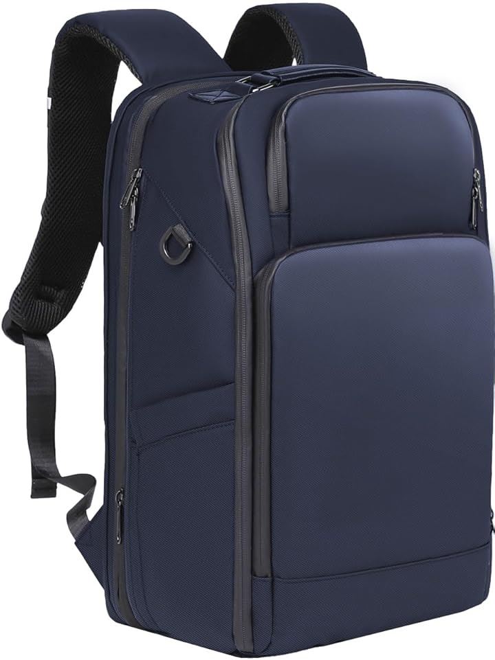 リュック メンズ ビジネス リュックサック スクエア 大容量 旅行用 PC 通学 通勤 出張 USB充電ポート 型崩れ防止 しない (ブルー（裏地：グレー）)