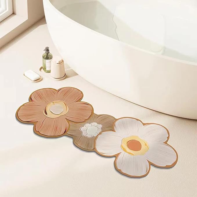 バスマット ソフトバスマット 吸収性 速乾性 湾曲したシャワーラグ 洗える 耐摩耗性と耐久性に カーペット 滑り止め底付き 円形用