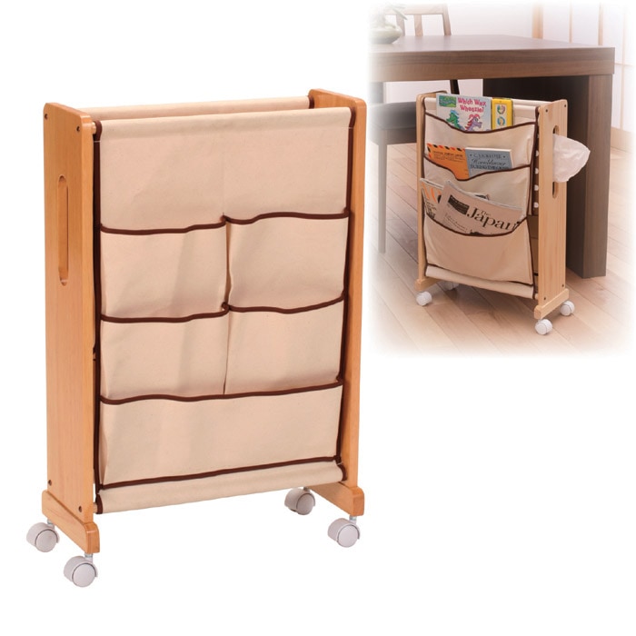 テーブルの下に隠せる整理収納ワゴン ダイニングワゴン ティッシュホルダー付