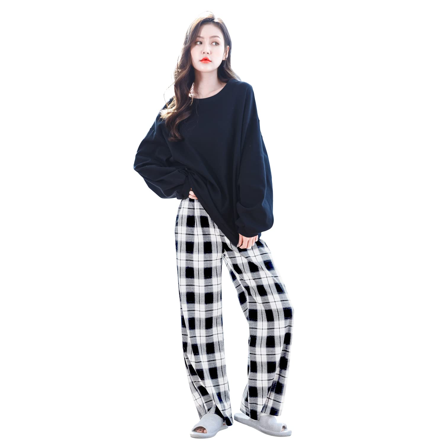 [MiniZaru] (ミニザル) ルームウェア パジャマ レディース 上下セット 長袖 可愛い (3035 2XL)