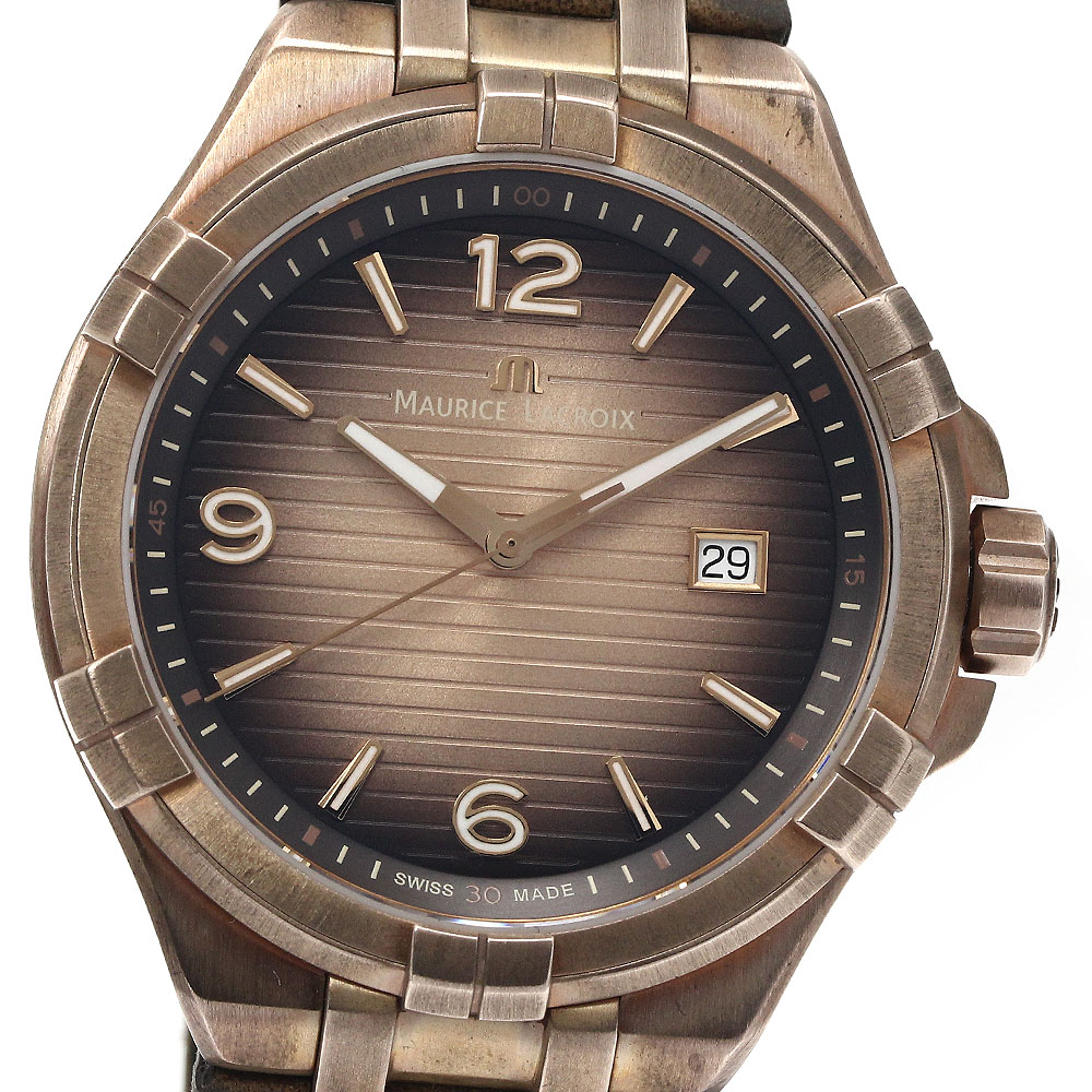 モーリスラクロア MAURICE LACROIX AI1028-BRZ01-720-1 アイコン ブロンズ デイト クォーツ メンズ 保証書付き_884985【中古】