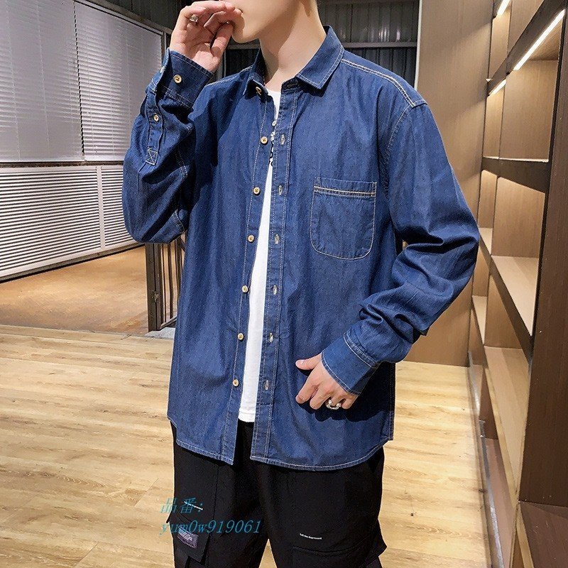 デニムシャツ メンズ 春物 カジュアル 春服 おしゃれ 折り襟 防風 ブルゾン Gジャン ライトアウ