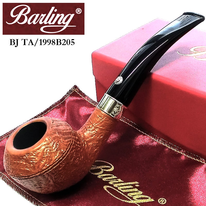パイプ 喫煙具 純銀 バーリング ベンジャミン BJ TA 1819 高級 天然木 Barling BENJAMIN サンドブラスト仕上げ 9mm ライトブラウン スターリングシルバー ライオン かっ