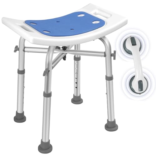 BQKOZFIN シャワーチェア+手すり 強力吸盤 セット 介護用 風呂用椅子 6段階高さ調節 入浴介護 転倒防止 軽量 耐荷重180kg 日本