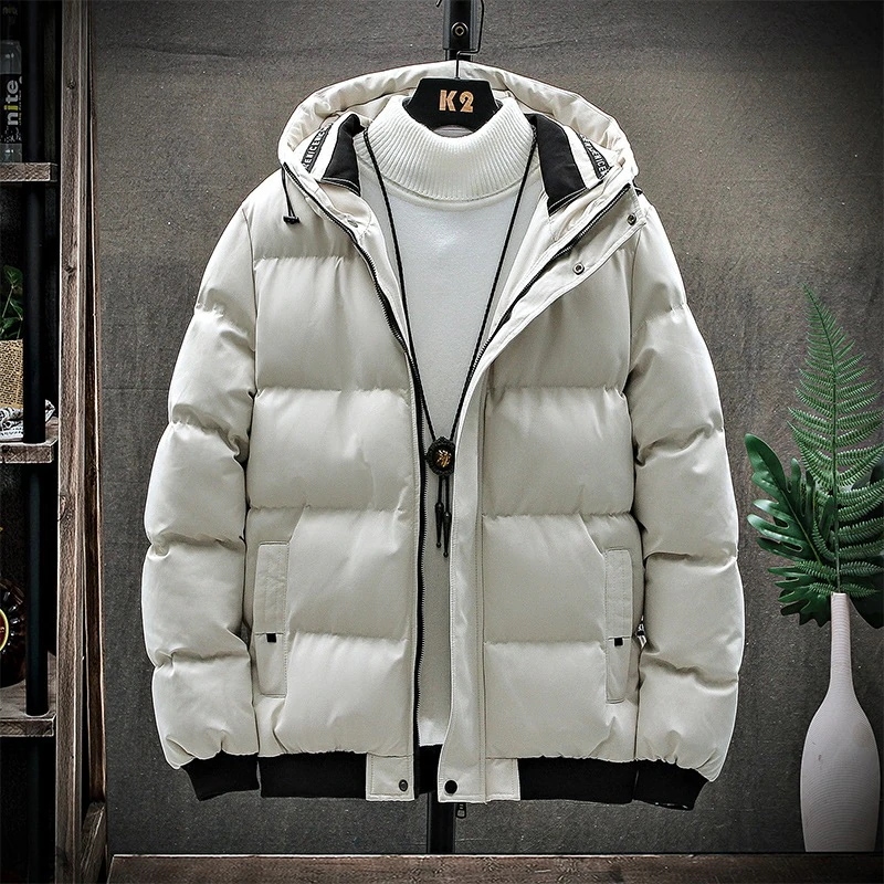 製品気質防寒ジャケットメンズ中綿ジャケット無地厚アウター服フード付きあったか通勤お兄