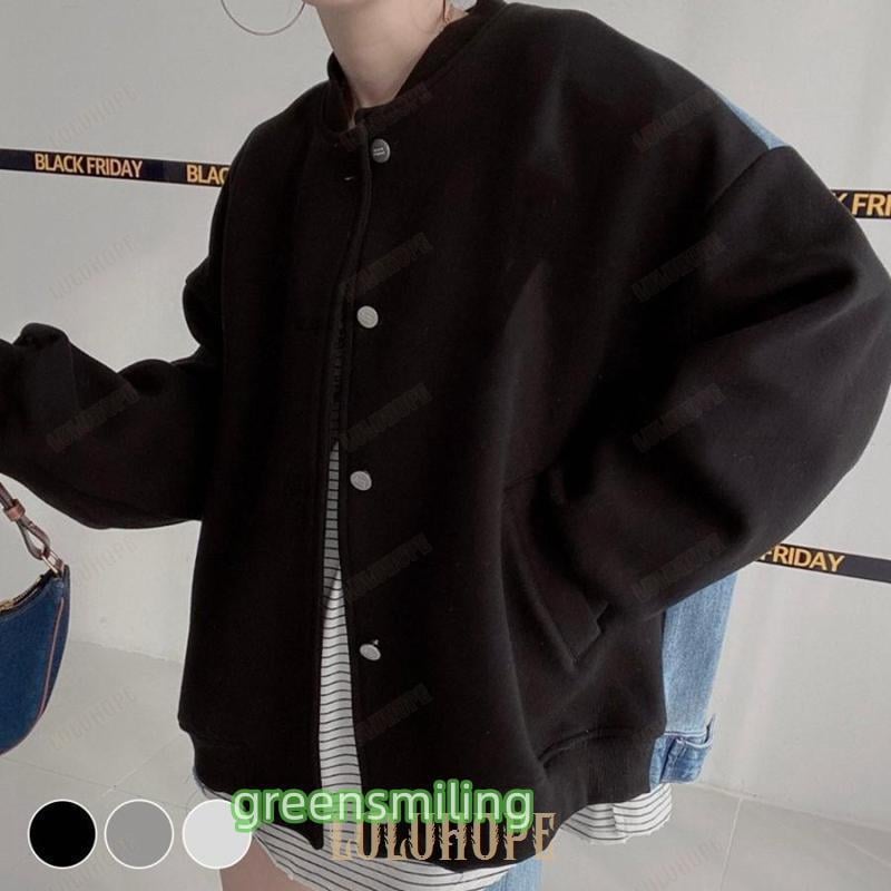 安いブルゾン ジャケット レディース ノーカラー アウター 秋 冬 ジャンバー 長袖 オーバーサイズ ベースボールカラーブルゾン