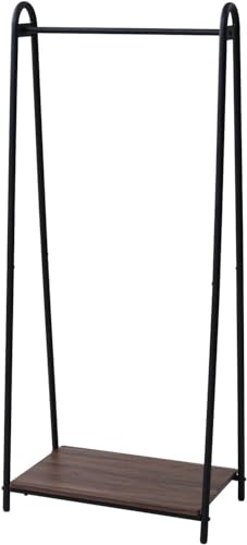 山善(YAMAZEN) ハンガーラック 幅66×奥行39.5×高さ151cm A型タイプ 棚板付き 全体耐荷重50kg 見せる収納 組立品 ウォルナット/ブラック ASH-S(WL/BK)