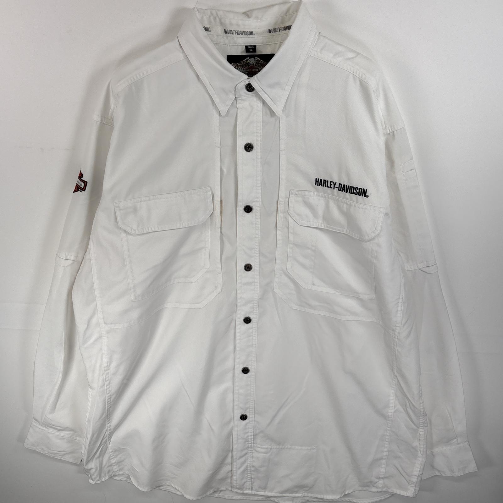 古着 長袖シャツ ボタンダウンシャツ メタルボタン 刺繍 ロゴ XL ホワイト 無地 メンズ