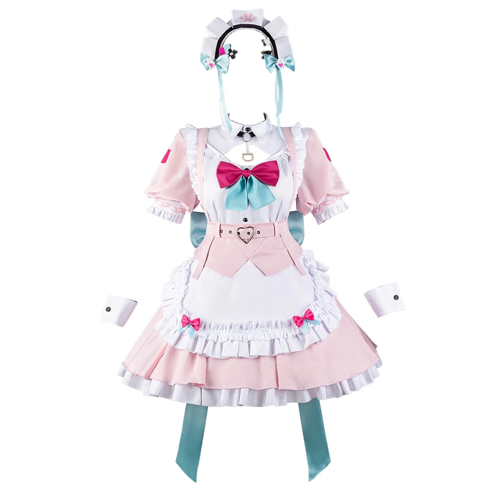 バーチャルYouTuber　Vtuber　メイド　コスプレ　ピンク　結城さくな　コスプレ衣装