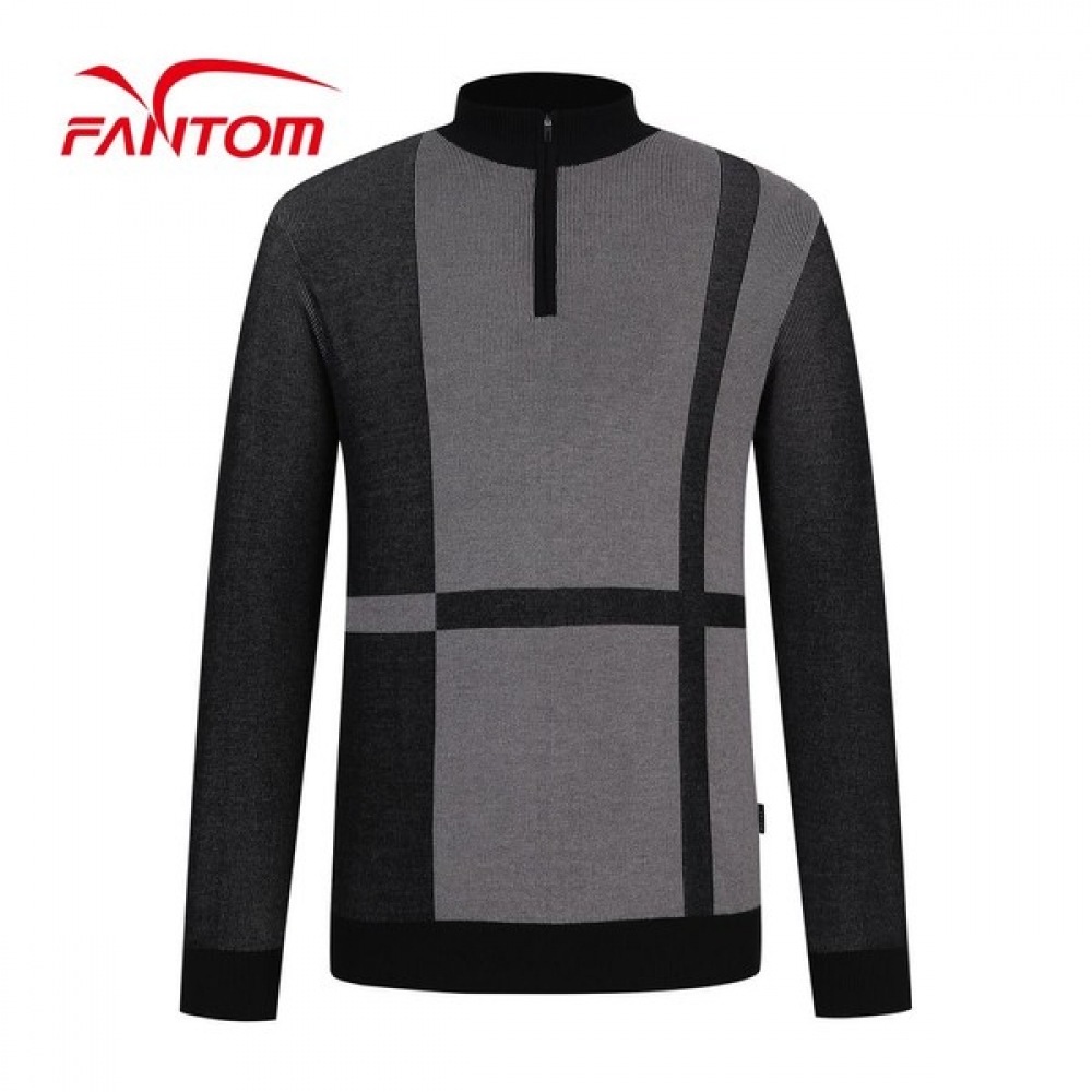 (Phantom) メンズカラーブロックハーフジップニット