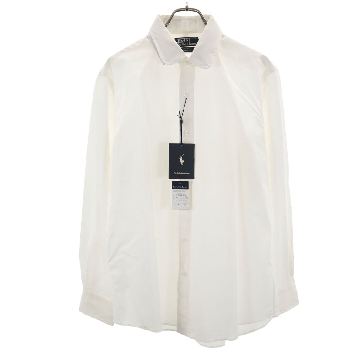 未使用 Polo by Ralph Lauren ポロバイラルフローレン 長袖 CLUB カスタムフィット コットンシャツ LL オフホワイト メンズ 古着