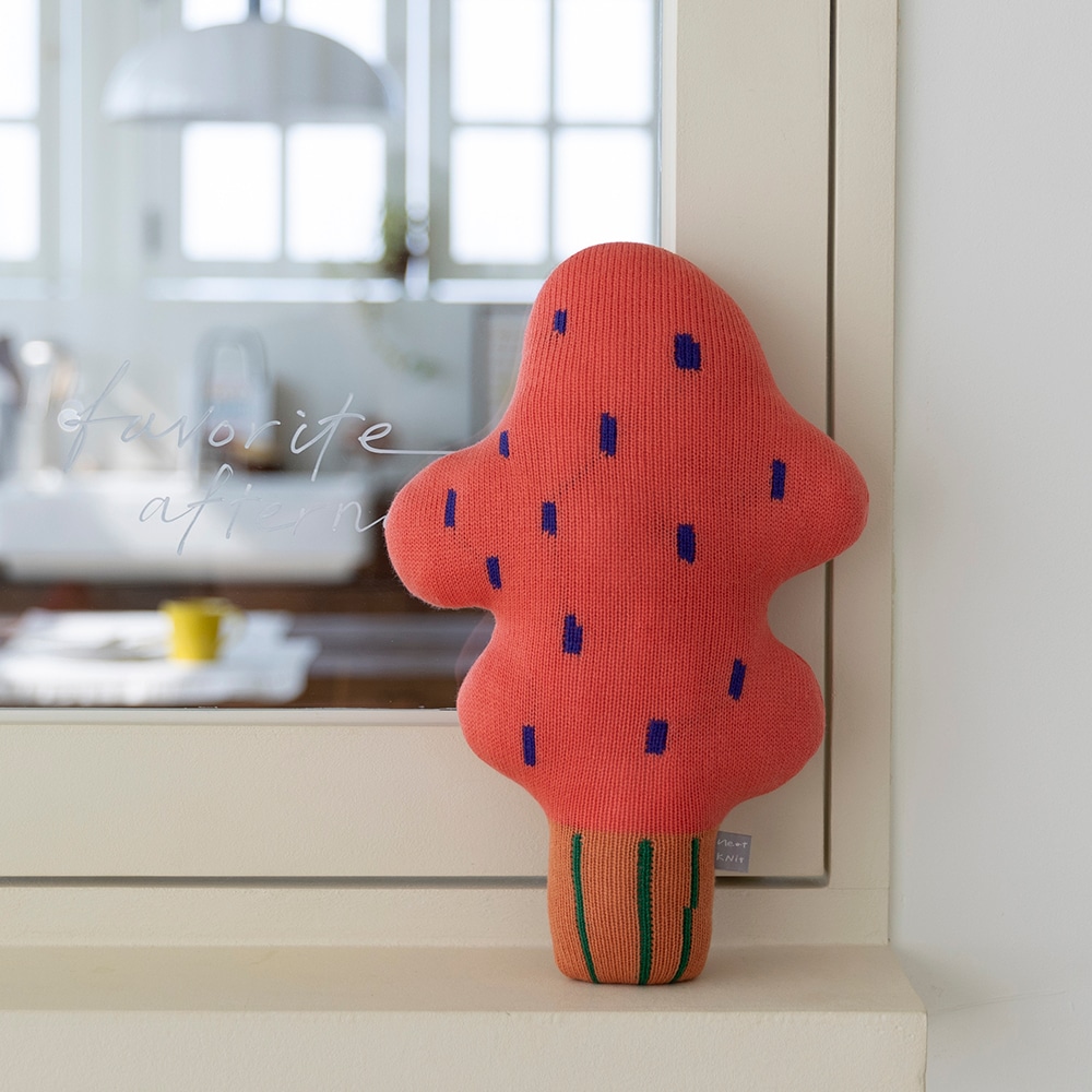 ウェーブ 木 ニット 人形 Peach