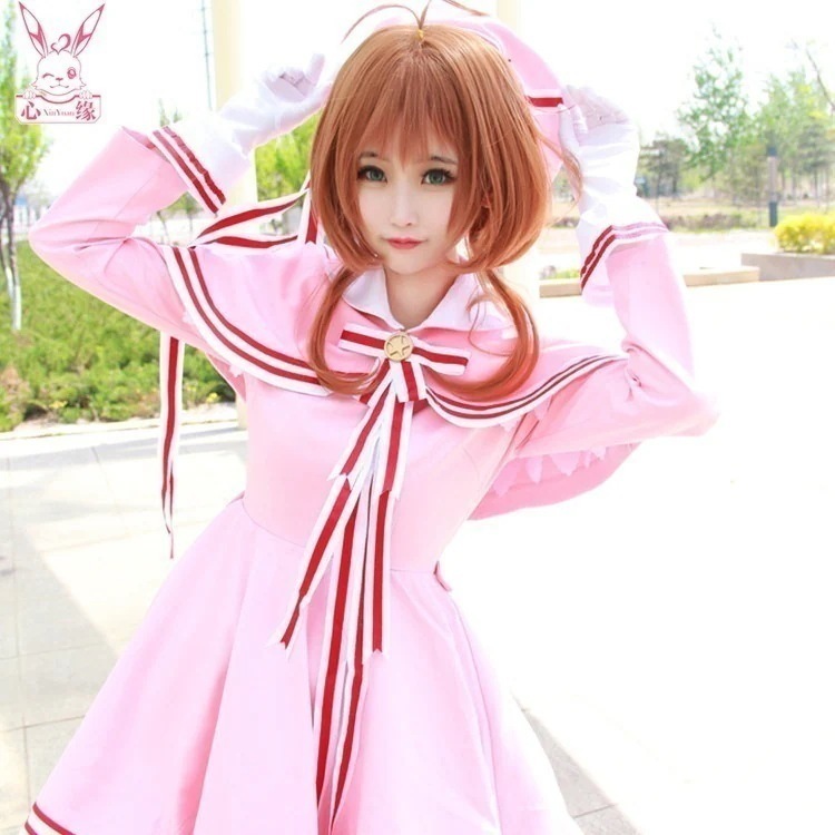 魔カード少女桜cos服透明カード編新表紙洋服戦闘服コスプレ衣装かつら女