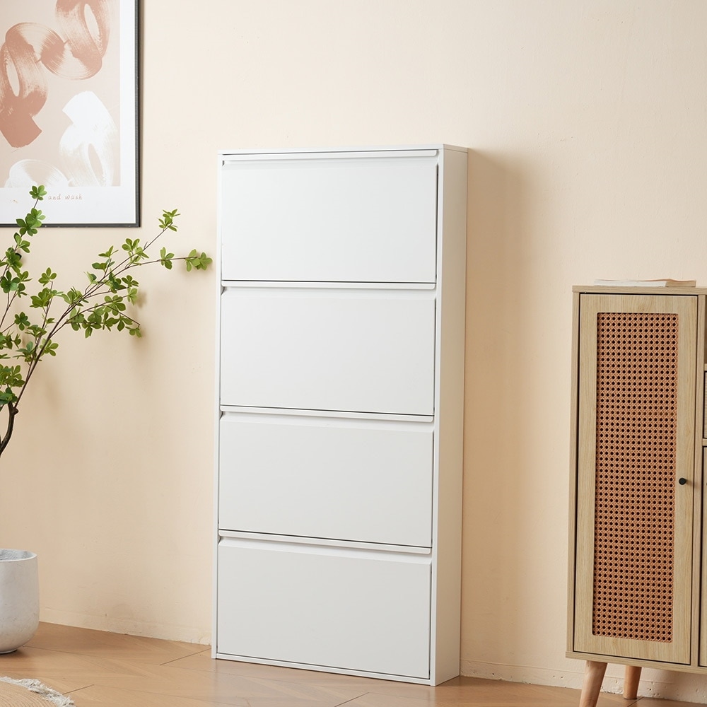 【国内即日発送】4段 シューズラック スリム 靴箱 シューズボックス 下駄箱 省 スペース 超薄型 シューズラック くつ箱 靴入れ 収納ラック エントランス 靴収納 靴収納棚 木製下駄箱 一人暮らし