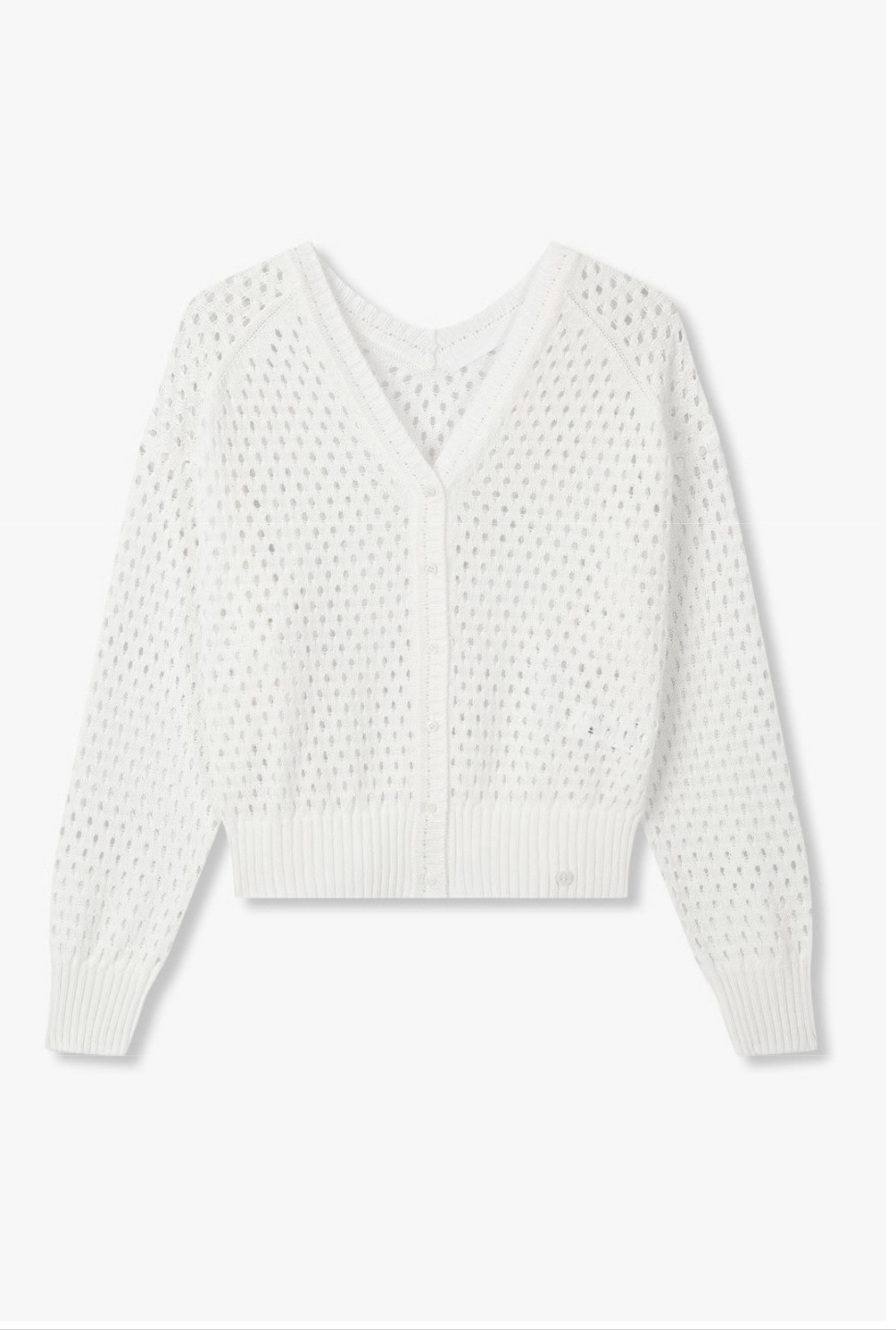 Vネック パンチング メッシュ カーディガン