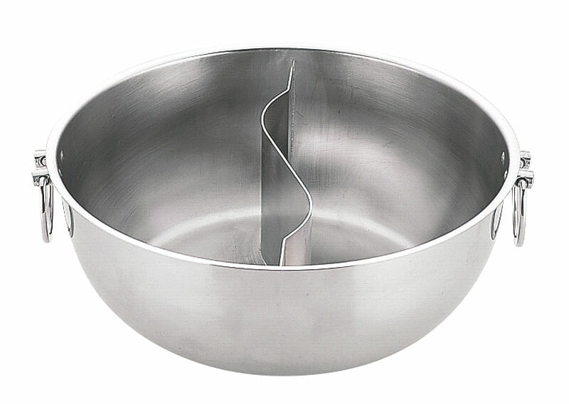 三宝産業 UK 18-0しゃぶしゃぶ鍋（仕切付） 25cm 蓋なし