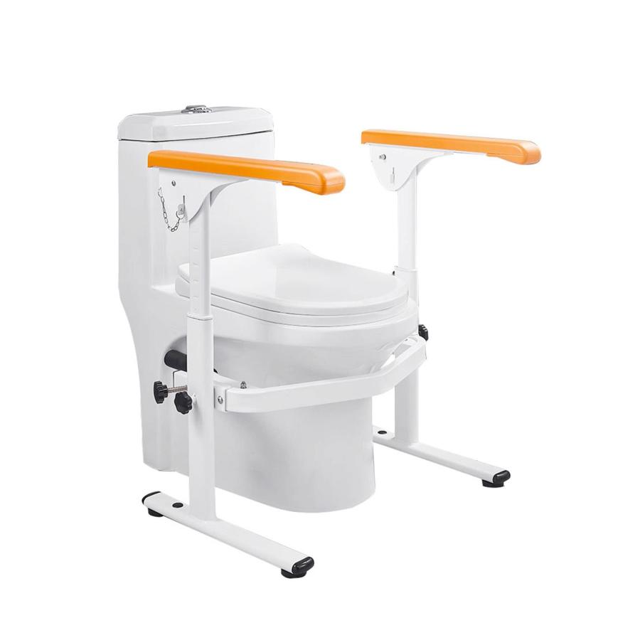 トイレ用手すり 転倒防止 立ち座りをサポート 高さ調整55-70cm 便器の幅12-41cm 鋼管厚さ2cm 肘掛けを折り返すことができる 防水 すべりどめ お風呂 トイレ 敬老