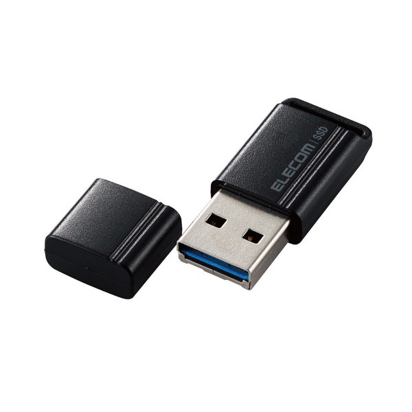 ESD-EXS0500GBK ブラック [SSD 外付け 500GB USB3.2 Gen1 読出最大400MB/秒 超小型 USBメモリ型 ポータブル キャップ式 高速] メーカー直送