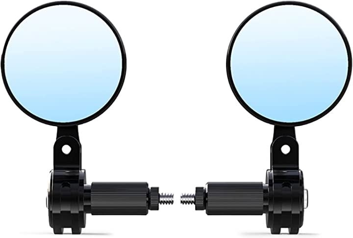 バーエンドミラー バイク オートバイ 汎用 丸型 正ネジ 6mm 左右セット CNC 加工