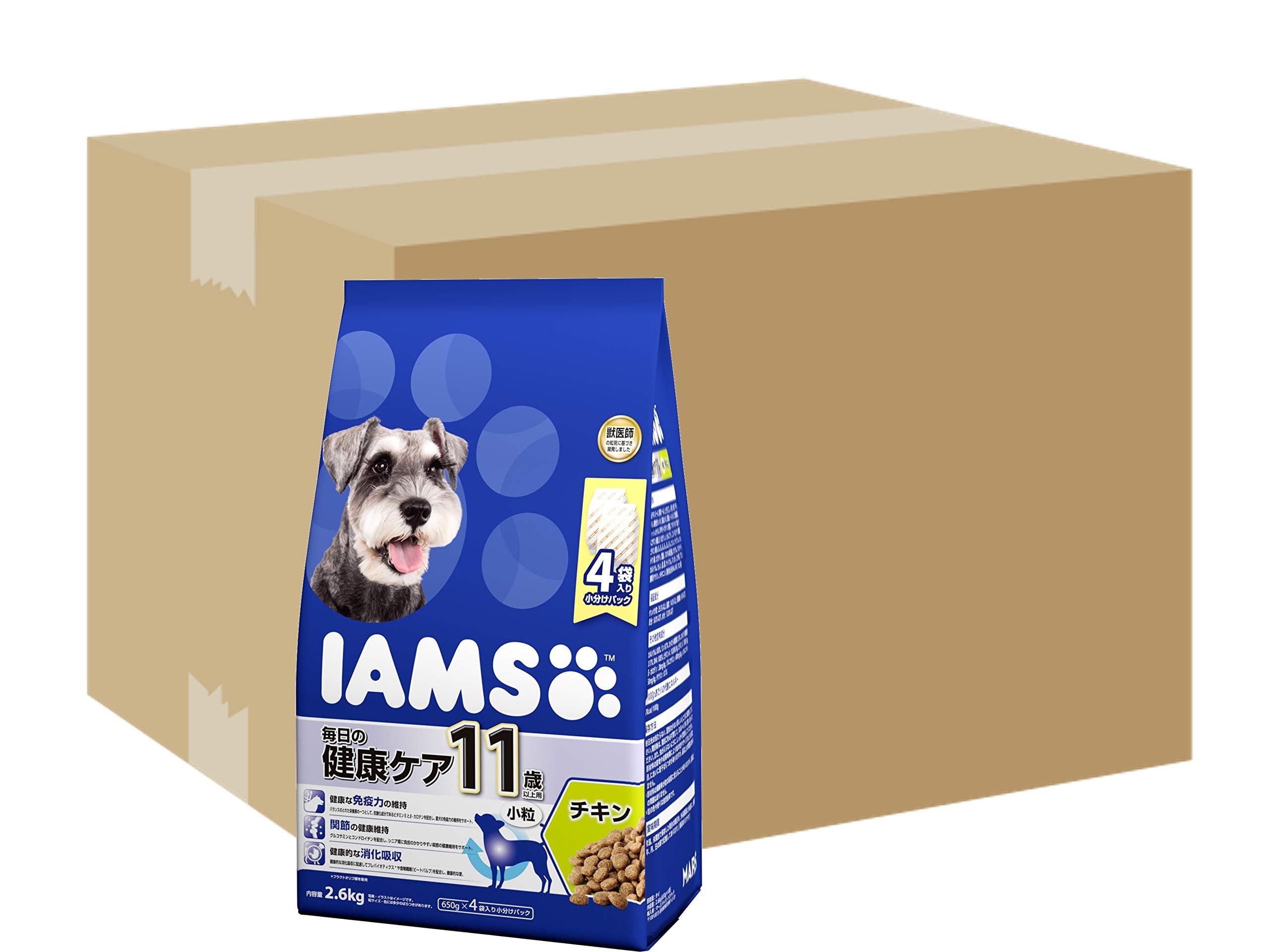 アイムス (IAMS) ドッグフード 11歳以上用 毎日の健康ケア 小粒 チキン シニア犬用 2.6kg×4 (ケース販売)