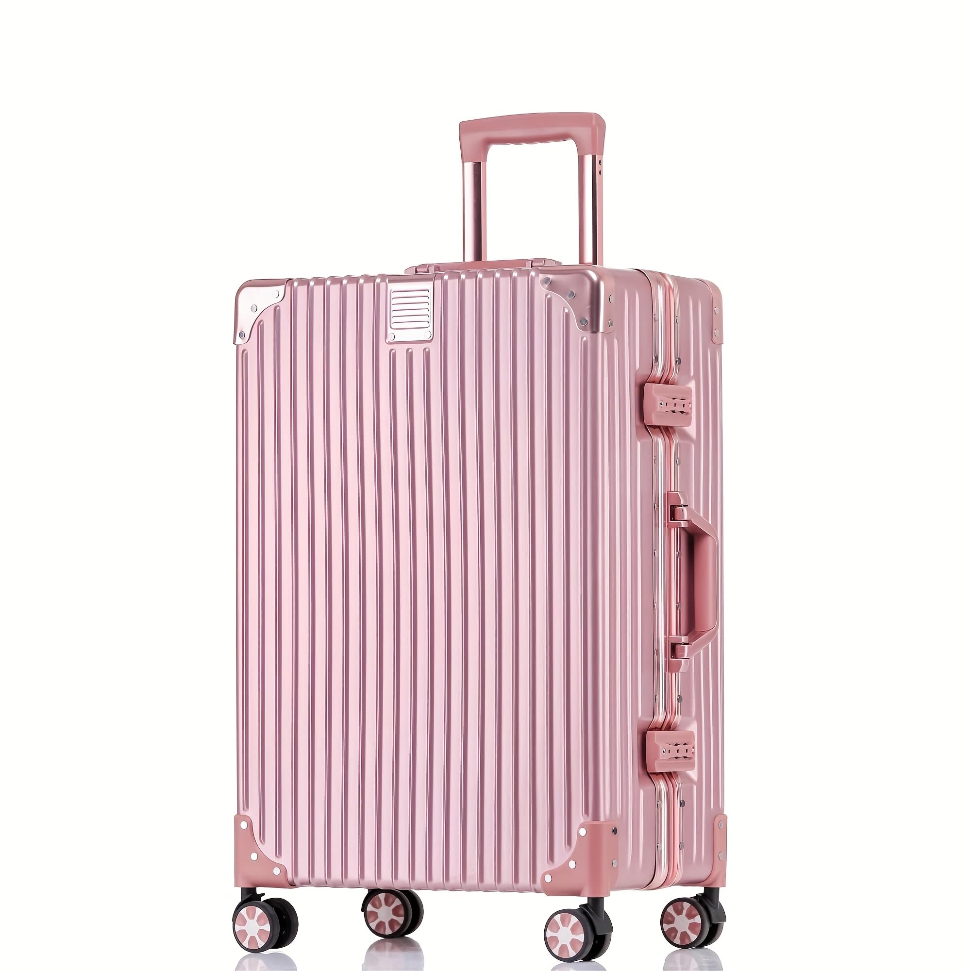 [Roamifyland] スーツケース 機内持ち込み 大容量 アルミフレームタイプ キャリーケース 軽量 キャリーバッグ 耐衝撃 大容量 Sサイズ シンプル 2泊 3泊トロリーケース ローズゴールド