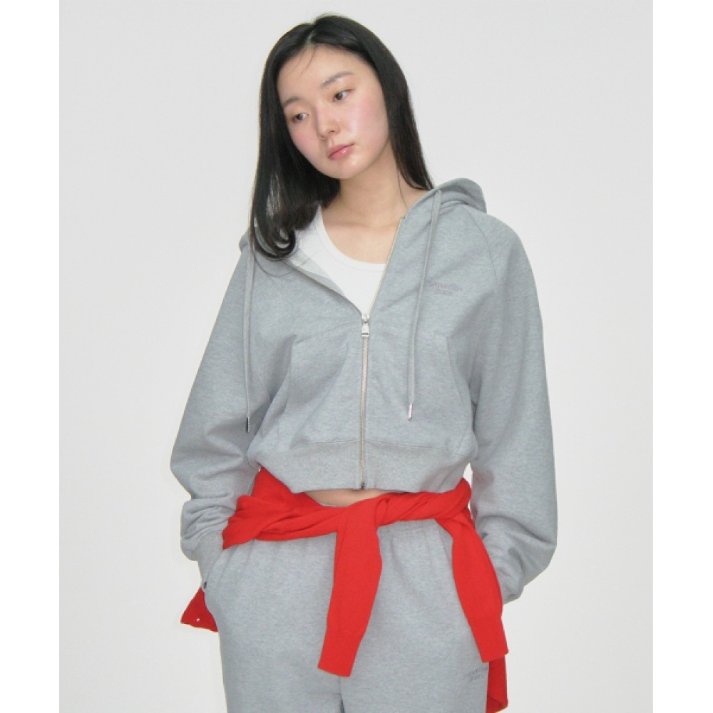 サムウェアバターエッセンシャルクロップフードジップアップ-4色