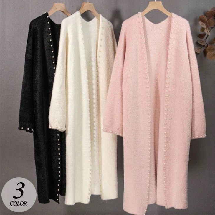 カーディガン レディース 秋冬 ミンクファー ジャケット アウター ふわふわ ミッドレングス ルーズセーター セーター ロング丈 ロングカーディガン きれいめ おしゃれ 韓国ファッション