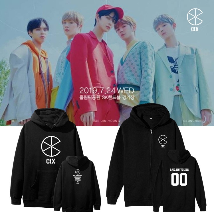 【CIX】デビュー メンバー キム・ヨンヒ ソンフン ペ・ジニョン 同款 ジッププルオーバー フーディー 裏起毛 薄手 男女兼用