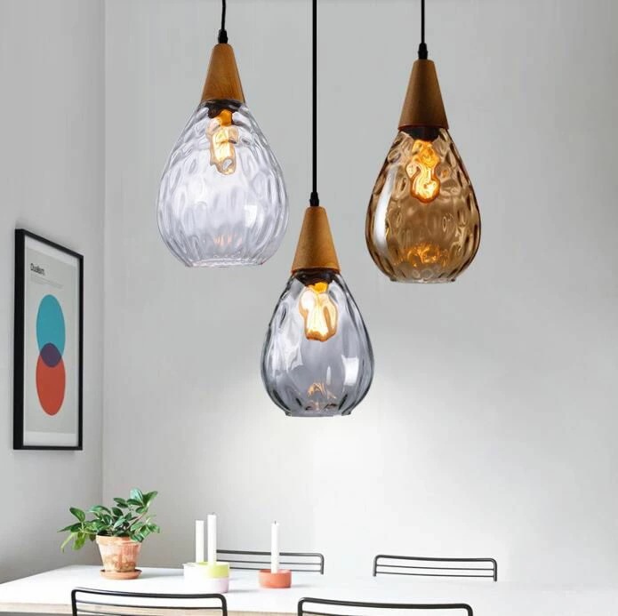 ペンダントライト おしゃれ ガラス 北欧 アンティーク キッチン レール ダイニング 天井照明器具 寝室 居間用 リビング 和室 和風 LED 木製 円錐 パパイヤ 吊下げ灯 1灯 16cm ダクトレ